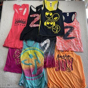 Big Bundle Lot x8 Y2K Women Zumba Wear Tank Top Dance Funky Groovy Color Read